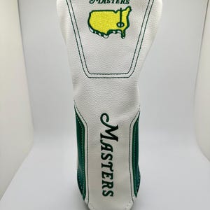 White Masters Golf Hybrid Headcover | Augusta Inspired Hybrid Club Cover | Premium Embroidered Golf Head Cover | Golf Gift for Men