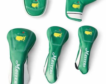 Juego de fundas para palos de golf Masters, fundas verdes para driver, maderas y putter, estilo Augusta, 5 piezas