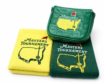Set de regalo de golf Masters: toalla Augusta + funda para putter TaylorMade para golfistas.