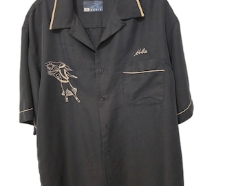 Vintage 1960s 60s King Louie Embroidered Chainstitch Bowling Shirt