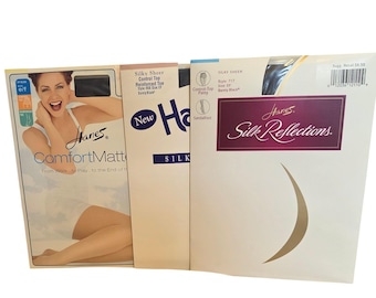 Vintage Hanes Pantyhose Bundle 3pk Silk Reflections ComfortMatters Size EF Black