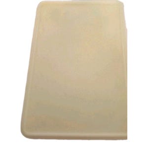 May include: A rectangular, off-white tray with rounded corners. The tray has a smooth surface and a slightly raised edge. The color is a pale, creamy hue, suggesting a neutral and versatile design.