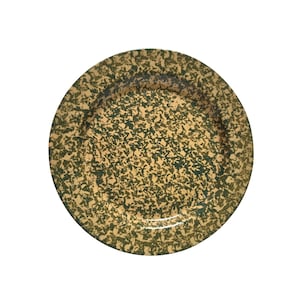 Three Rivers Pottery 1997 Grön Sponge Ware Tallrik Coshocton Ohio Vintage 71 AMY