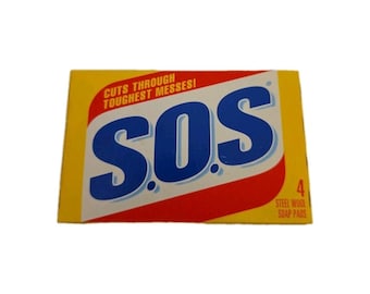 Vintage SOS Pads Steel Wool Soap Pads 4 ct Dated 1995