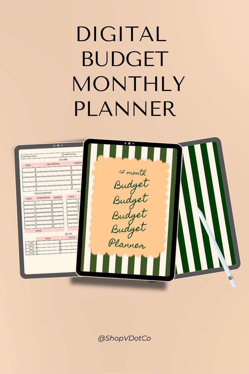 Budget Display 12 Month Digital Budget Planner - Etsy