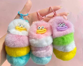Cute Fluffy Monster Keychain, Kawaii Plush Bag Charm, Funny Furry Pom Pom Keyring, Colorful Cartoon Key Chain, Car Keys, Trendy Gift