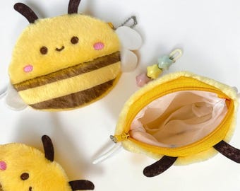 Bee Plush Keychain Wallet, Cute Coin Purse Keychain, Mini Plush Bag Charm, Soft Backpack Charm, Car Keys, Handbags Accesories,Gift For Girls
