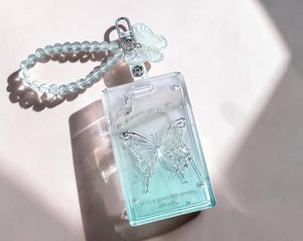 Butterfly Photocard Holder Keychain, Kpop Acrylic Photo Card Holder, Cute Aesthetic Card Sleeve, Transparent Card Case, Gift for Kpop Fans