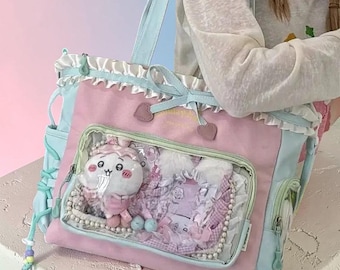 Kawaii Ita Bag Pastel, Cute Anime Display Bag, Harajuku Shoulder Bag, Plush Window Ita Bag, Gift For Girls