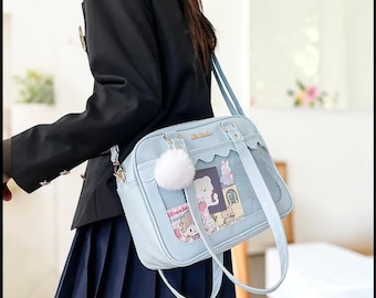 Ita Bag Crossbody Clear Window, Cute Kawaii Pin Display Shoulder Bag, Harajuku Style Purse,  Aesthetic Ita Bag, Gift For Anime Lovers