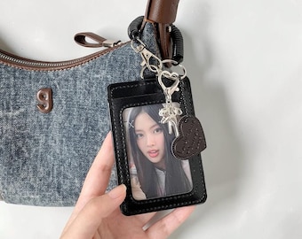 PU Leather Photocard Holder, Kpop Card Holder, Kawaii Photo Card, Cute Card Sleeve, Idol Photocard Case, Bag Charm, Photocard Keychain
