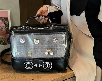 Ita Bag Kawaii Crossbody Bag, Transparent Window Bag, Cute Shoulder Bag, Harajuku Style, Shoulder Bag, Anime Pin Display Bag, Gift For Girls