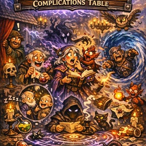 Tabela de Complicações de Rituais e Magia | Acidentes Arcanos | Ferramentas para Mestres de RPG | Eventos Mágicos Aleatórios | PDF + Homebrewery