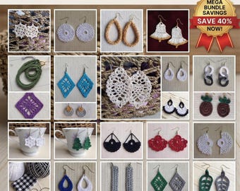 25 Crochet Earrings Pattern Bundle, Exclusive Crochet Earring Designs, Crochet Jewelry Patterns, DIY Crochet Earrings, Instant Download