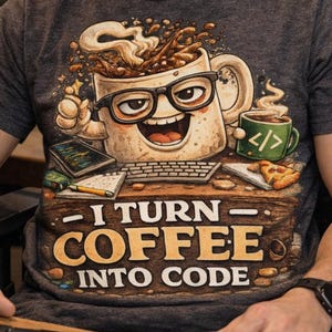 I Turn Coffee Into Code Shirt, Funny Programmer Shirt, Developer Gift, Coder Tee, Software Engineer Shirt, Coding Gift