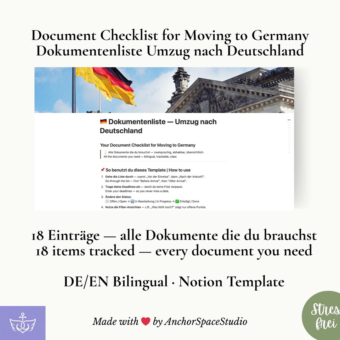 Moving to Germany Document Checklist | Moving to Germany Checklist ...