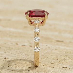 2ct Oval Ruby Birthstone Ring, S925 Gold Dainty Personalized Gemstone Ring