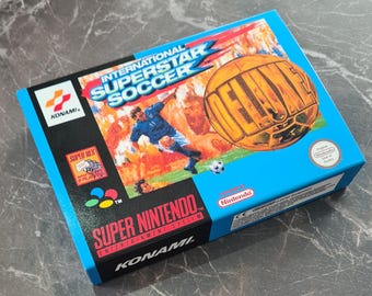 International Superstar Soccer Deluxe  (SNES) Replacement Box & Tray - Handmade in UK