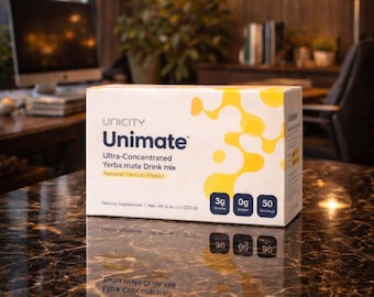 Mistura para bebida Unimate Yerba Mate – Sabor natural de limão, bebida saudável com baixo teor de açúcar (30 porções)
