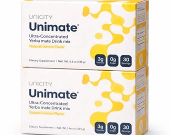 Mistura para bebida Unimate Yerba Mate – Sabor Natural de Limão, 60 porções (2 pacotes)