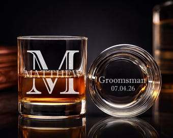Engraved Whiskey Glasses for Groomsmen, Personalized Best Man Gift, Custom Proposal Gift for Wedding