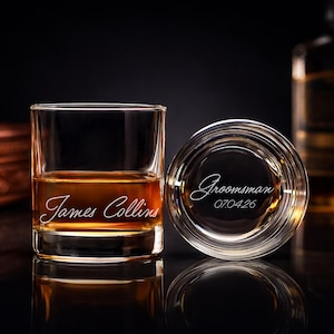 Custom Engraved Whiskey Glass for Groomsmen, Personalized Best Man Gift, Wedding Party Proposal Gift