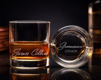 Custom Engraved Whiskey Glass for Groomsmen, Personalized Best Man Gift, Wedding Party Proposal Gift