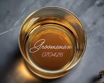 Vaso de whisky personalizado para padrinos de boda, grabado a medida, regalo de boda para él.