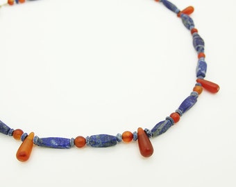 Collier Ethnique, Ras de cou Pierres naturelles, Collier Lapis Lazuli, Bijoux ethnique