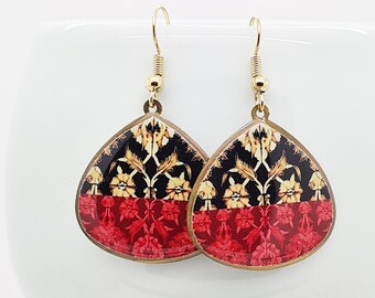 Persian Jewelry, Persian earrings,  Red patterns, Red patterns earrings, Oriental earrings, Persian gift, Oriental patterns