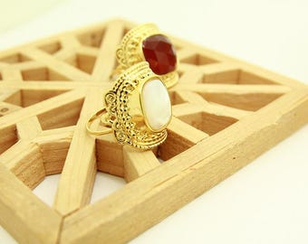 Handmade Agate Adjustable Ring: Persian Oriental Jewelry