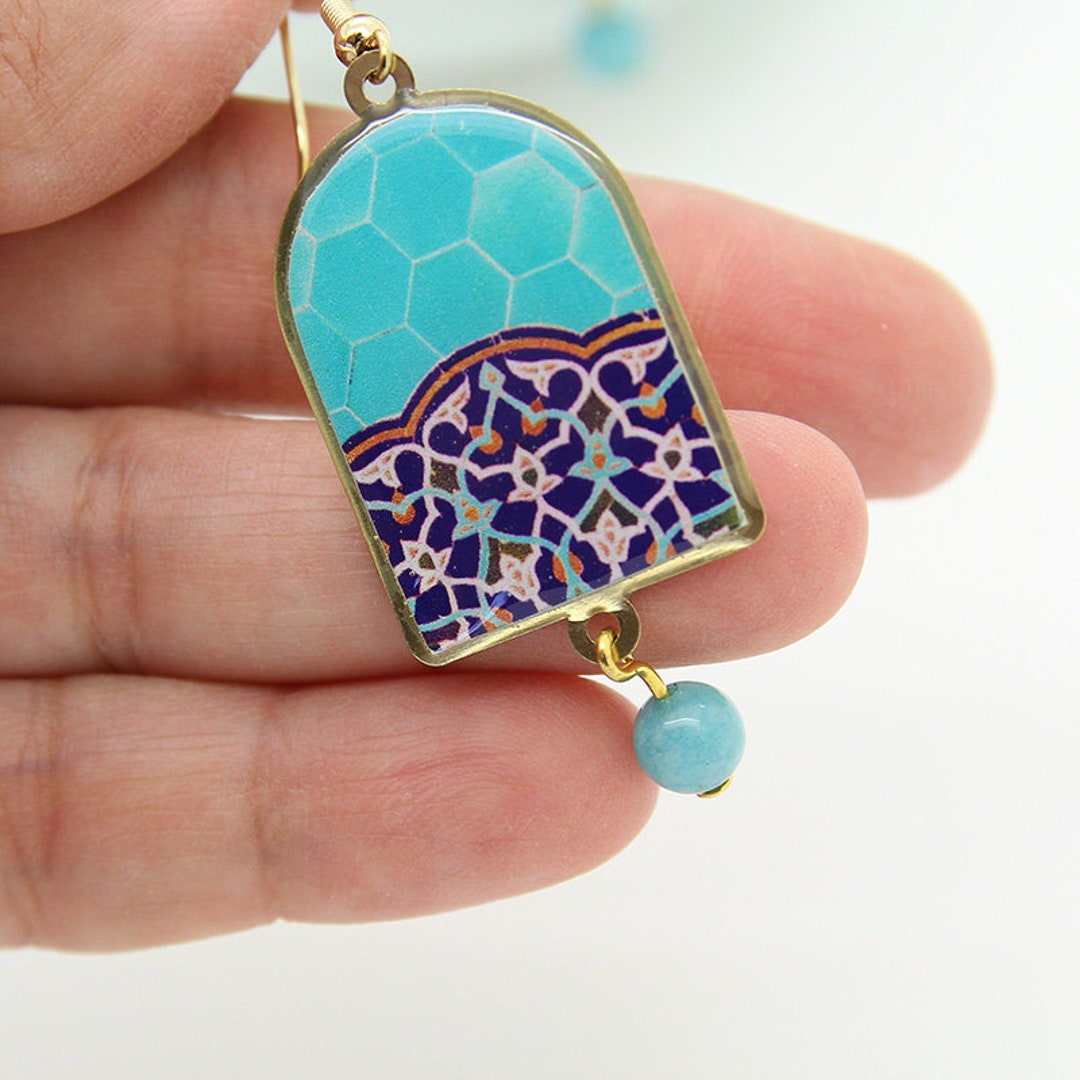 Persian Jewelry Persian Earrings Iranian Earrings Blue Etsy