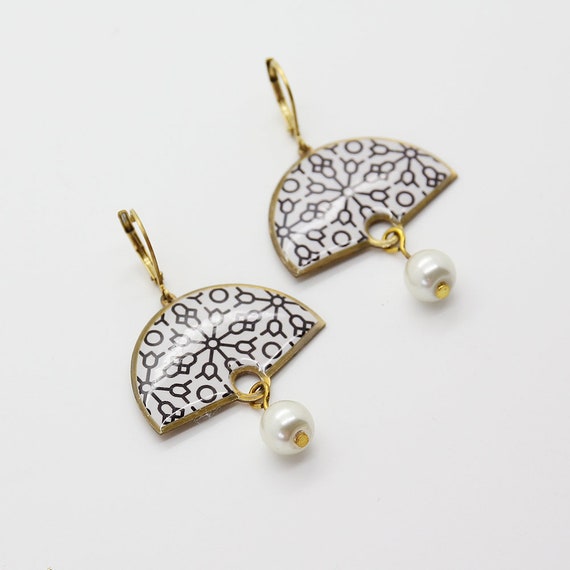 Persian Jewelry Persian Earrings Black & White Earrings - Etsy
