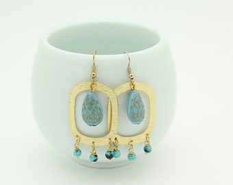 Persian Jewelry, Turquoise Earrings, Persian Earrings, Blue stone Jewelry, Oriental Jewelry, Oriental Earrings