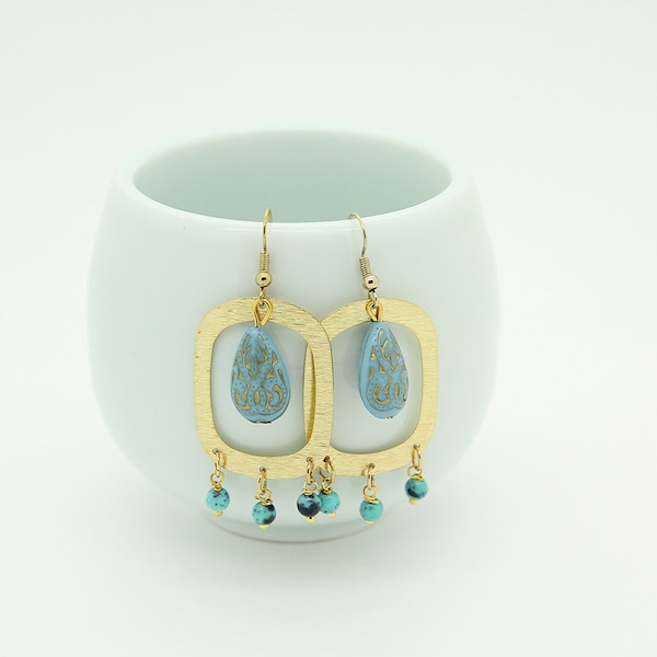 Persian Jewelry, Turquoise Earrings, Persian Earrings, Blue stone Jewelry, Oriental Jewelry, Oriental Earrings