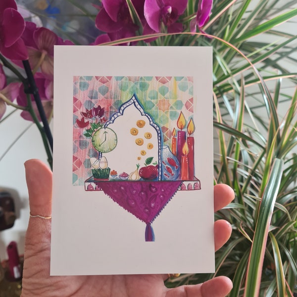 Persische Karte, 2 Nowruz-Postkarte, Norooz-Postkarte, 2 persische Postkartenkunst, persische Postkarte, persisches Neujahr, persisches Postkartengeschenk 2