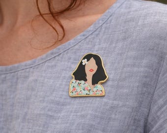 Persian Jewelry, Persian Brooch, Illustration Brooch, Women power Brooch, Women power, Happy woman Brooch, Feminist Brooch,  Persian gift