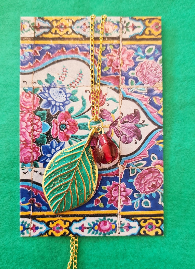 Persian Necklace Iranian inspiration Pomegranate necklace Made in France Pomegranate Jewelry Iranian necklace Persian Jewelry