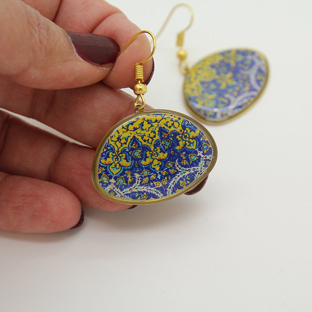 Persian Jewelry Persian Earrings Iranian Earrings Blue Etsy