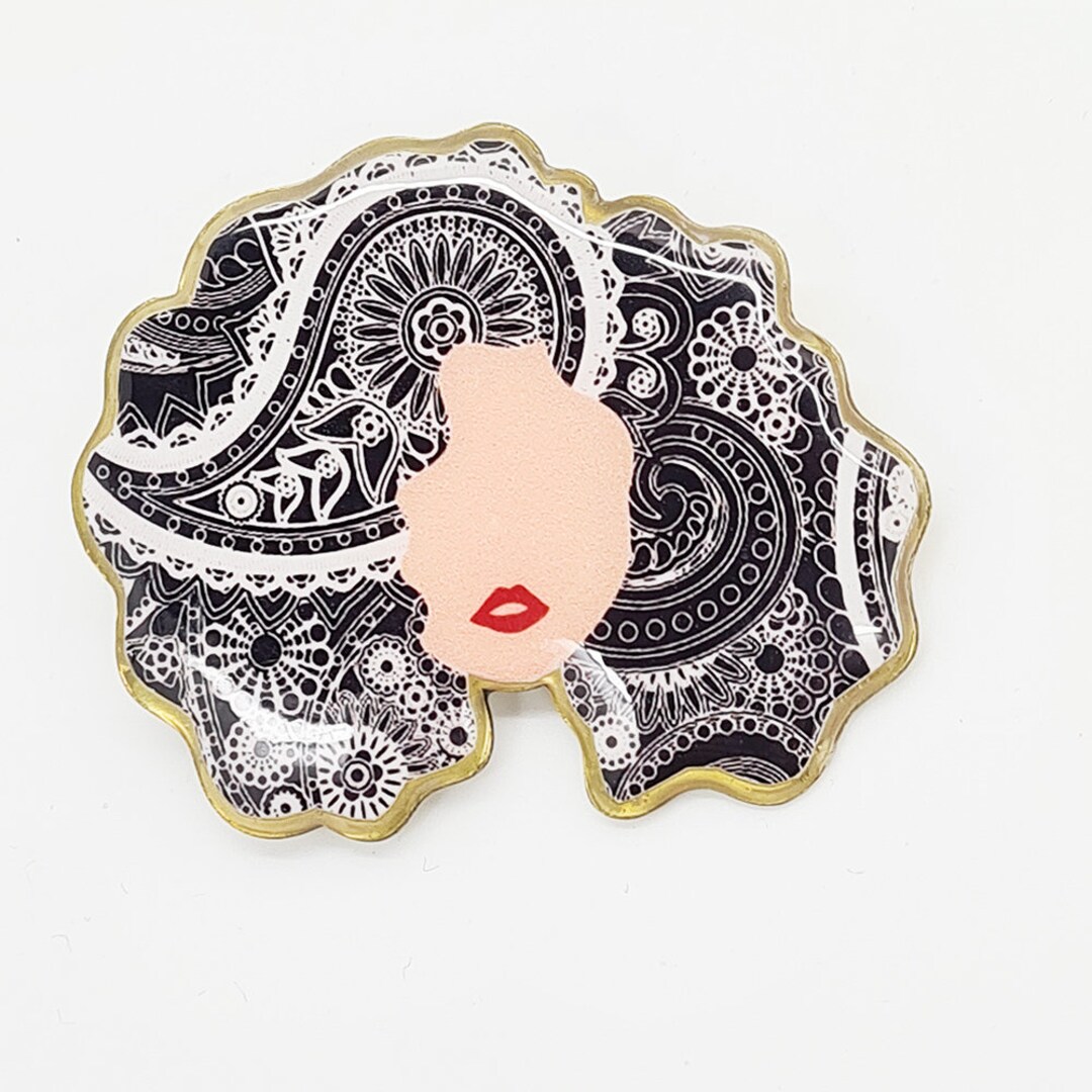 Persian Jewelry, Persian Brooch, Illustration Brooch, Feminist Brooch