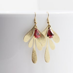 Boucles d&#39;oreilles rouges, Boucles d&#39;oreilles Orientales, boucles d’oreilles longues rouges, boucles d’oreilles pendantes, Cadeau Noël