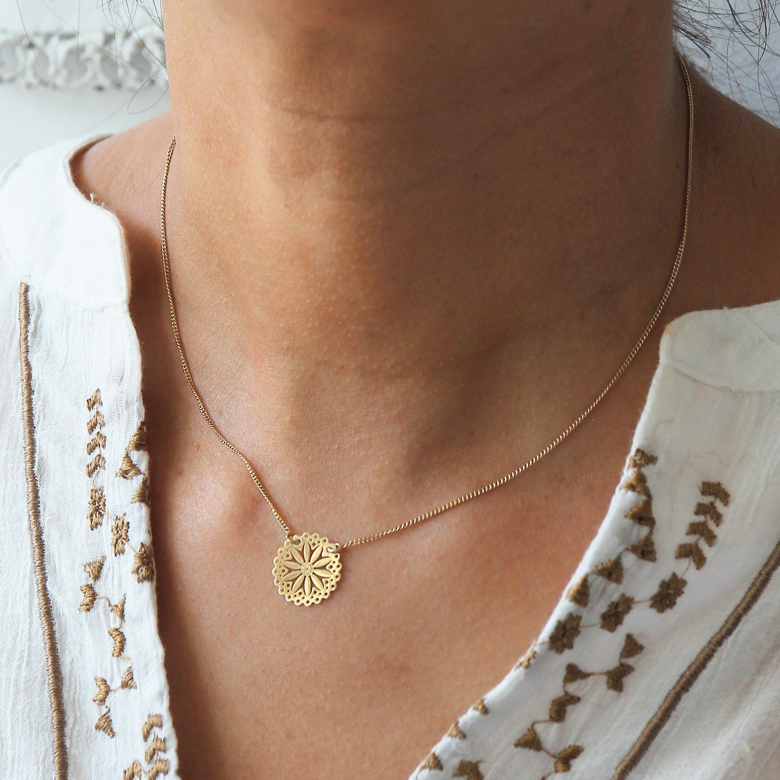 Persian jewelry Persian Necklace Minimalist flower necklace Etsy