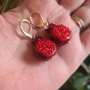 Persian Jewelry, Persian earrings, Pomegranate Jewelry, Pomegranate earrings, handmade glass pomegranate ,Statement Pomegranate earrings