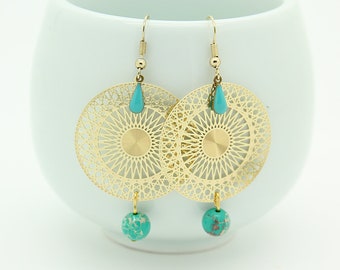 Perzische sieraden, Perzische turquoise oorbellen, turquoise drop oorbellen, oosterse sieraden, oorbellen cadeau, oosterse cadeau, turquoise drop