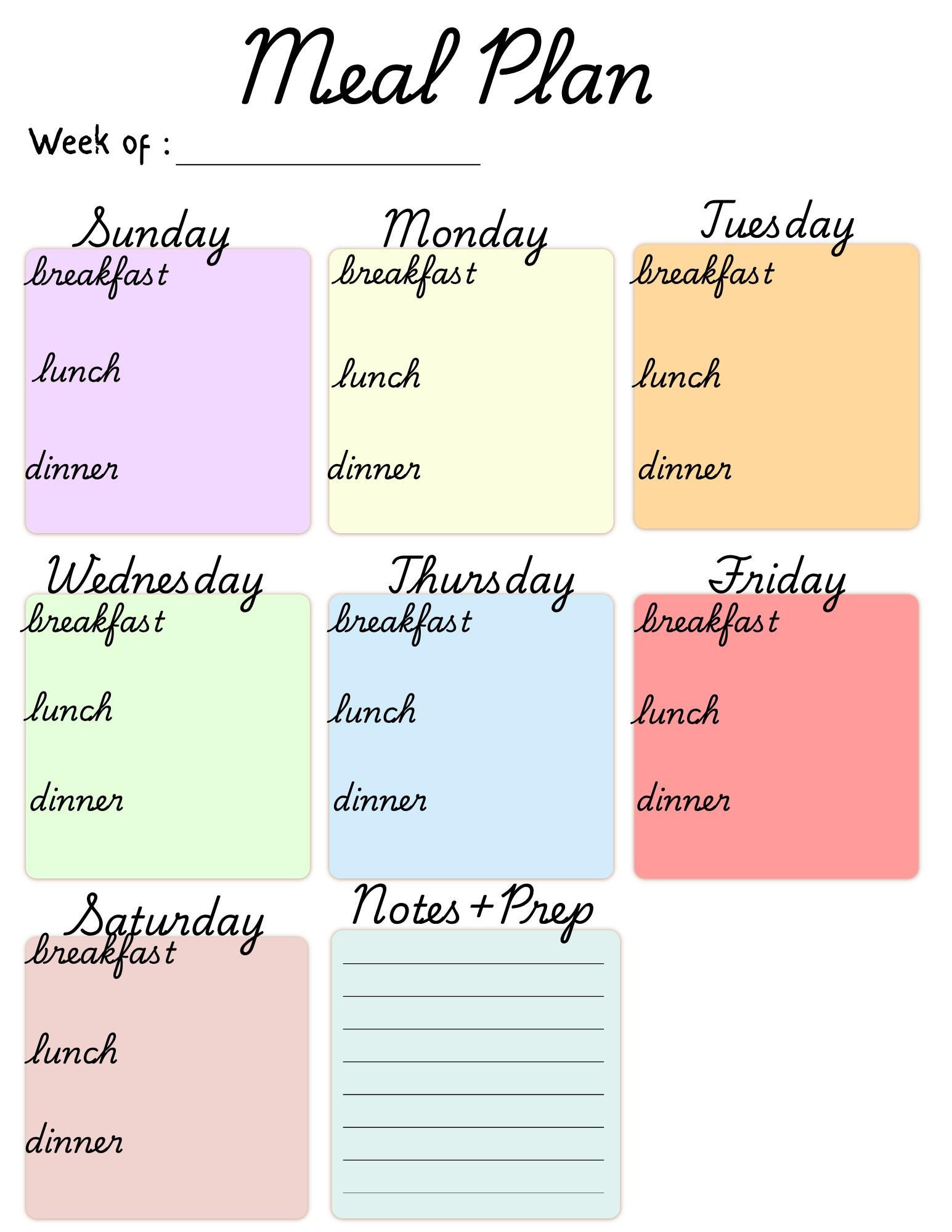 Busy Mom Meal Planner Printable | High Protein Meal Plan | Grocery List ...