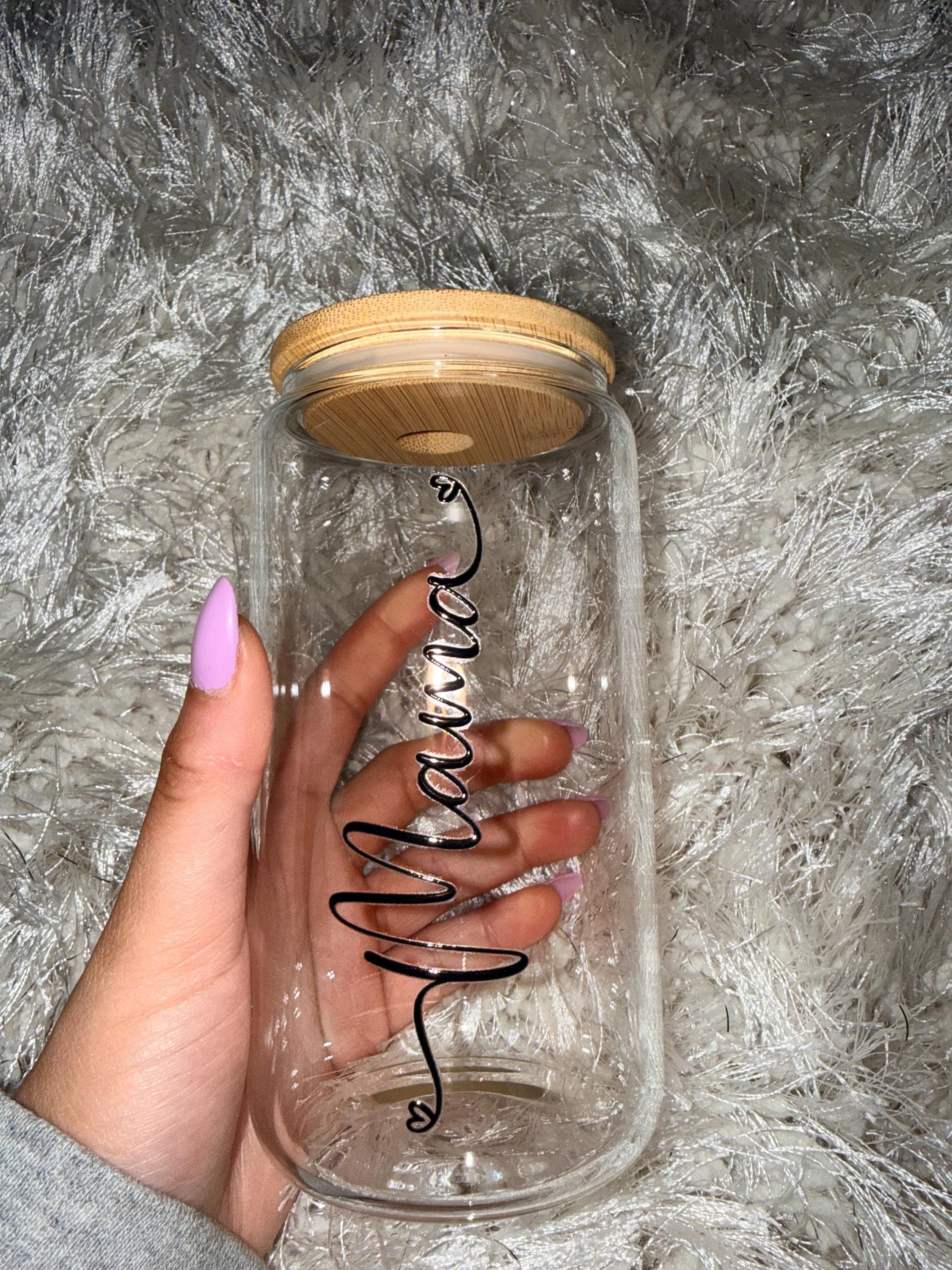 Mama Glass Cup | 16oz Iced Coffee Tumbler With Bamboo Lid & Straw - Etsy