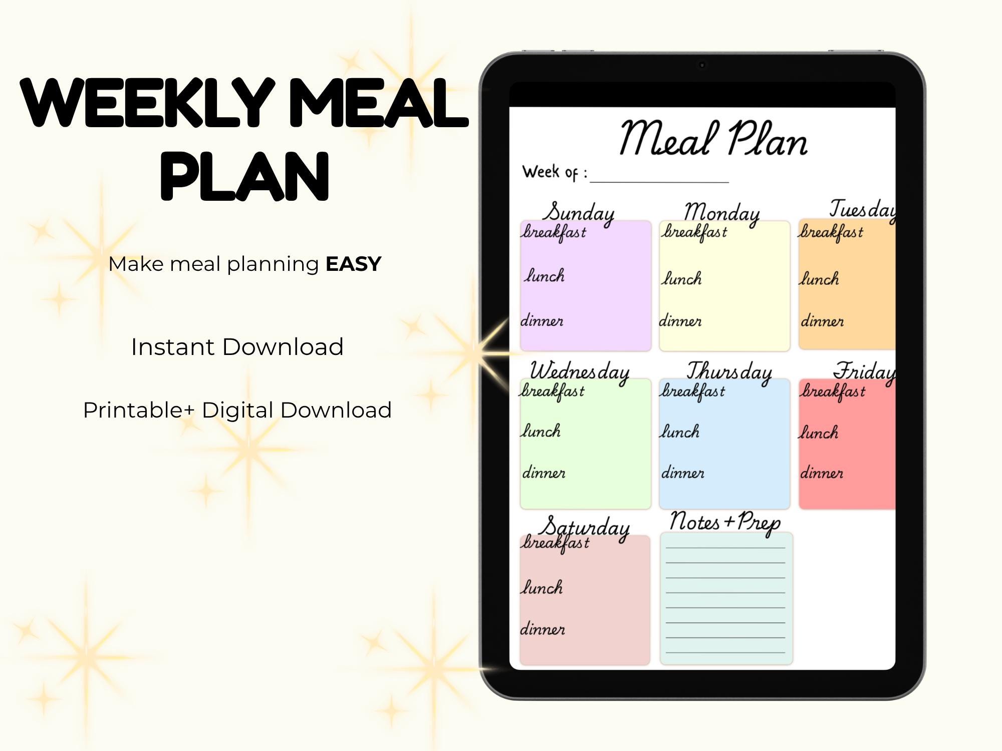 Busy Mom Meal Planner Printable | High Protein Meal Plan | Grocery List ...