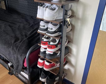 Handmade Vertical Wooden Shoe Storage Organizer 8 Tiers, Entryway Organizer,  Home Decor