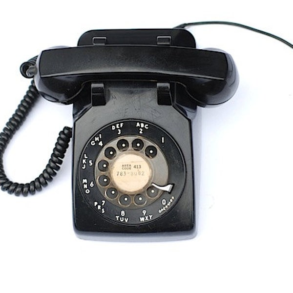 Vintage Rotary Dial Phone, Black Rotary  Desk Phone, Vintage Mid century Phone, Retro Phone, Back To School, Black