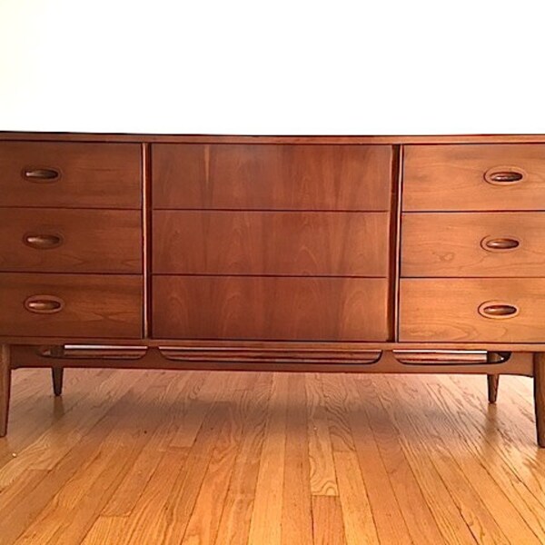 Triple Dresser, Modern Walnut Dresser, Mid Century Modern Credenza Sideboard, Mid Century Modern Furniture, Dixie Triple Dresser, TV Stand